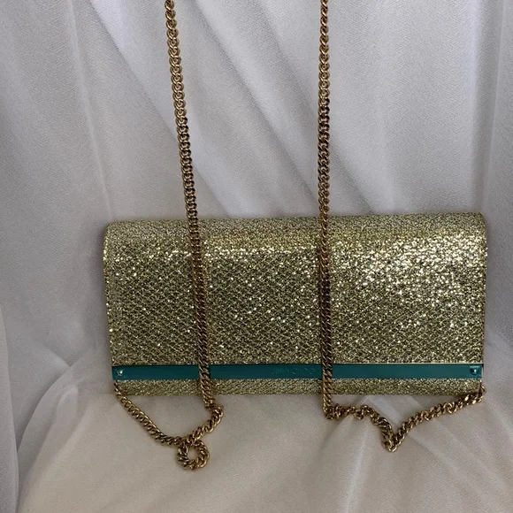 Brand New Jimmy Choo Milla Crossbody Clutch Champagne Glitter - Picture 6 of 7